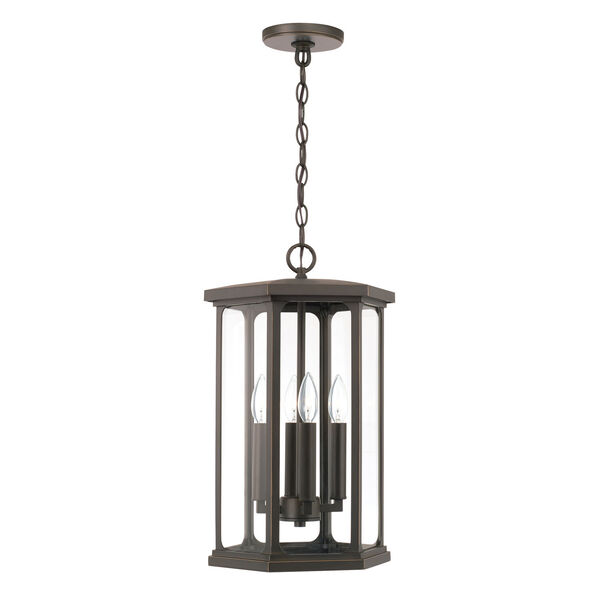 Walton Oiled Bronze Outdoor Four-Light Hangg Lantern with Clear Glass, image 1