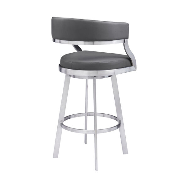 Saturn Gray and Stainless Steel 30-Inch Bar Stool, image 3