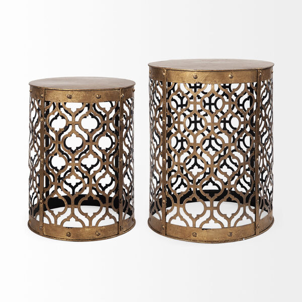 Rudebekia Gold Cylindrical Accent Table, Set of Two, image 2