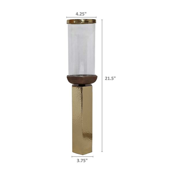 Ares Gold and Clear 21-Inch Hurricane Candle Holder, image 2
