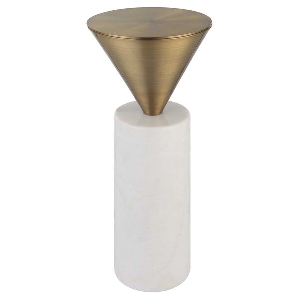 Top Hat White and Brushed Brass Drink Table, image 2