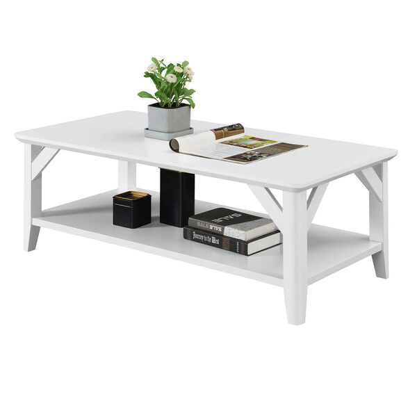 White Coffee Table with Shelf, image 2