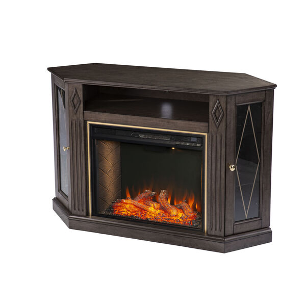 Austindale Light Brown Smart Corner Fireplace with Media Storage, image 5