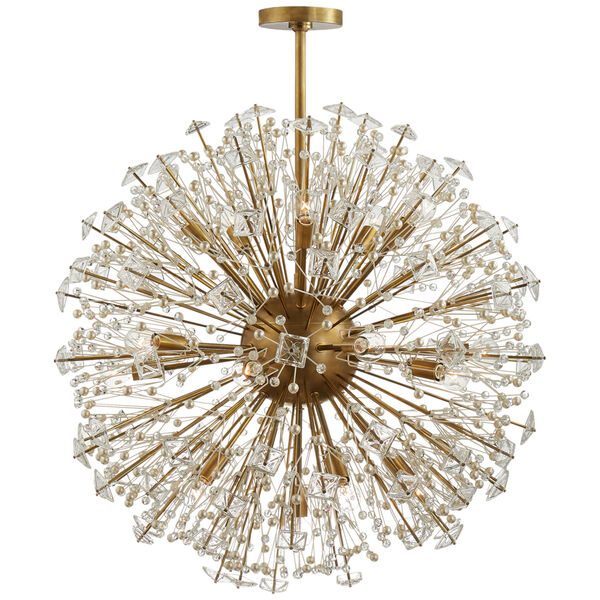 Dickinson Large Chandelier in Soft Brass with Clear Glass and Cream Pearls by kate spade new york, image 1