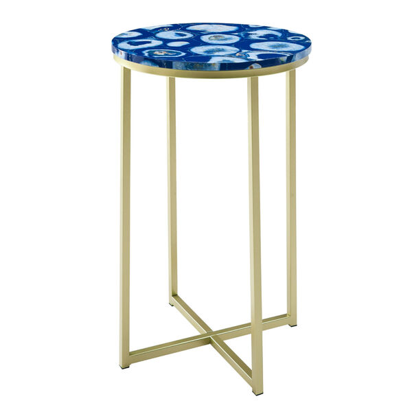 Melissa Blue and Gold Round Glam Side Table, image 6