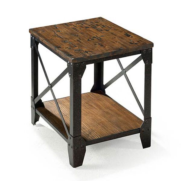Pinebrook Distressed Natural Pine End Table, image 1