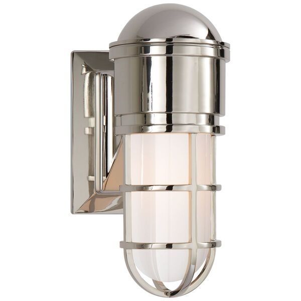 Marine Wall Light in Polished Nickel with White Glass by Chapman and Myers, image 1