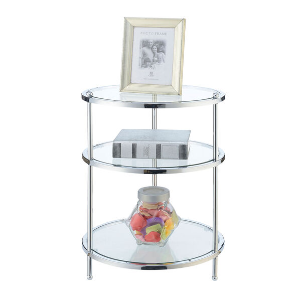 Whittier Chrome and Glass Three Tier Round End Table, image 2