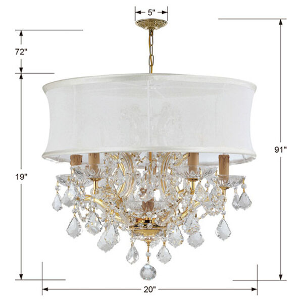 Brentwood Gold Six-Light Chandelier with Smooth White Shade, image 6