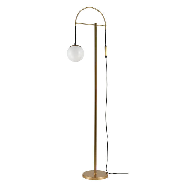Malbo Honey Brass and White Acrylic One-Light Adjustable Floor Lamp, image 2