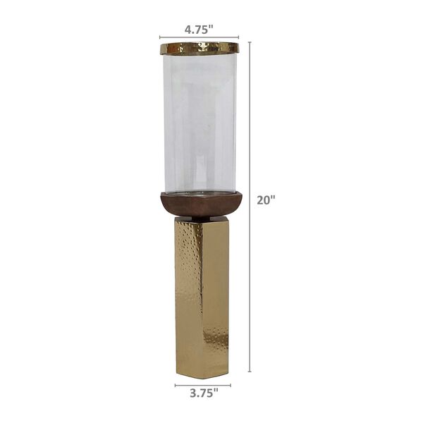 Ares Gold and Clear 20-Inch Hurricane Candle Holder, image 2