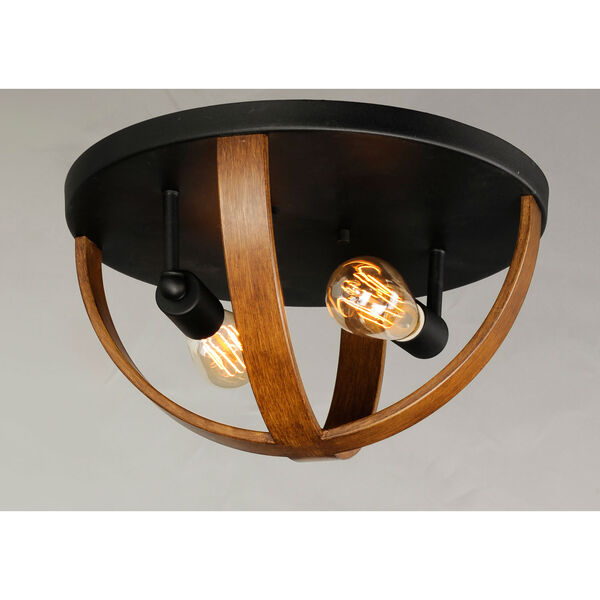 Compass Antique Pecan and Black Two-Light Flush Mount, image 2