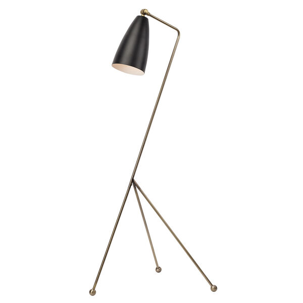 Lucille Black and Antique Brass One-Light Floor Lamp, image 1