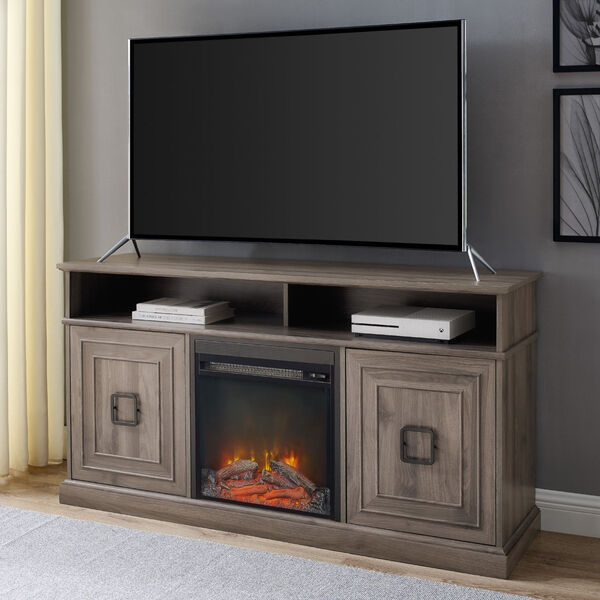 Emilene Slate Grey Fireplace TV Stand, image 2