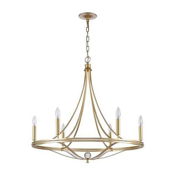Noura Champagne Gold 32-Inch Six-Light Chandelier, image 2
