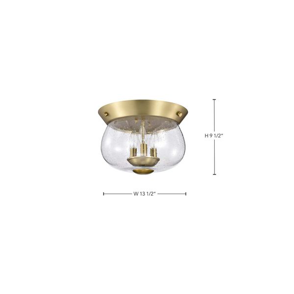 Boliver Vintage Brass Three-Light Flush Mount, image 4