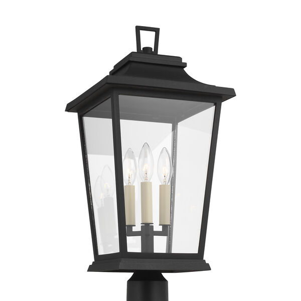 Warren Textured Black Three-Light Outdoor Post Lantern, image 2