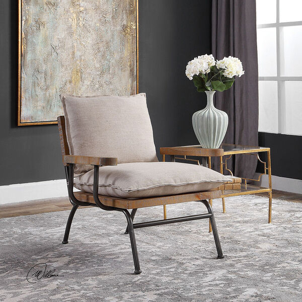 Declan Weathered Oak and Neutral Accent Chair, image 2