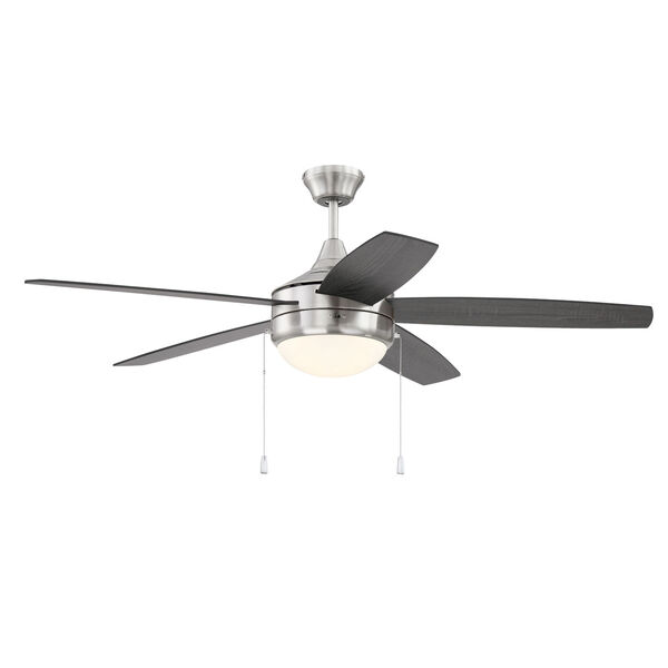Phaze Brushed Polished Nickel 52-Inch Five-Blade Two-Light Ceiling Fan with Graywood Blade, image 4
