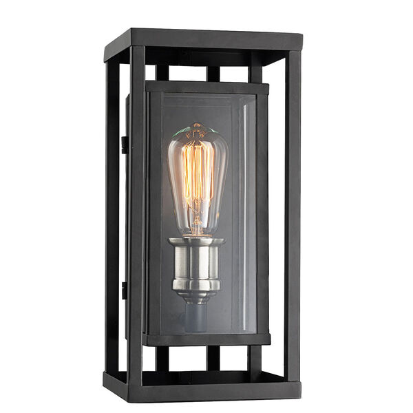 Showcase Black and Brushed Nickel 13-Inch One-Light Outdoor Wall Mount, image 1