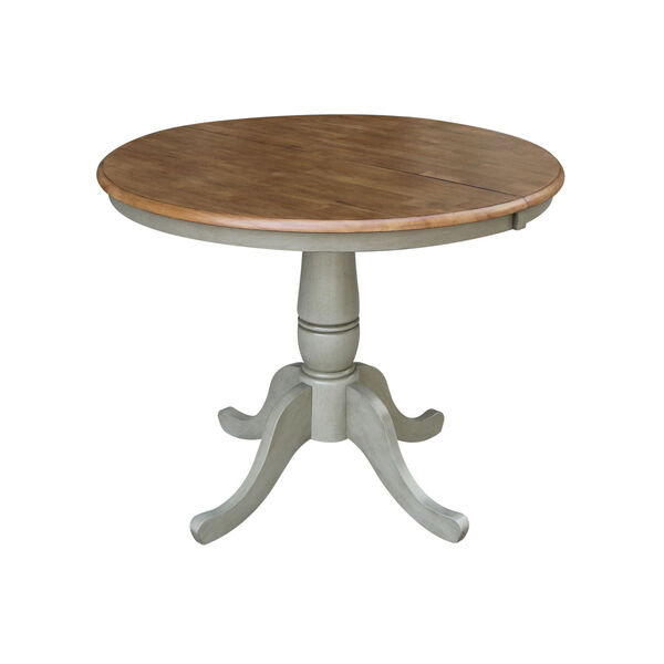 Emily Hickory and Stone 36-Inch Round Extension Dining Table With Two Chairs, Three-Piece, image 4