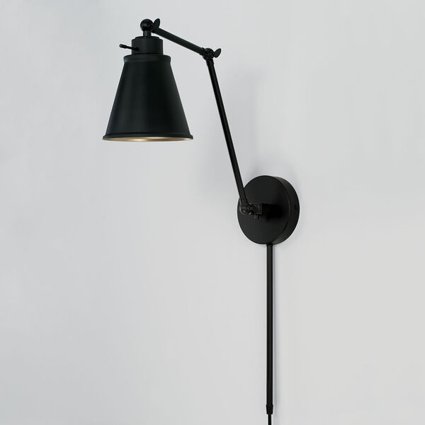 Matte Black One-Light Plug-In Sconce, image 4