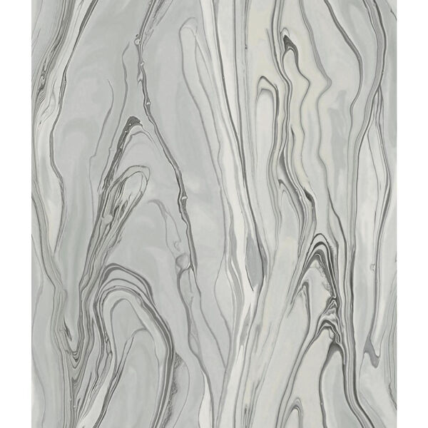 Impressionist Gray Liquid Marble Wallpaper, image 1