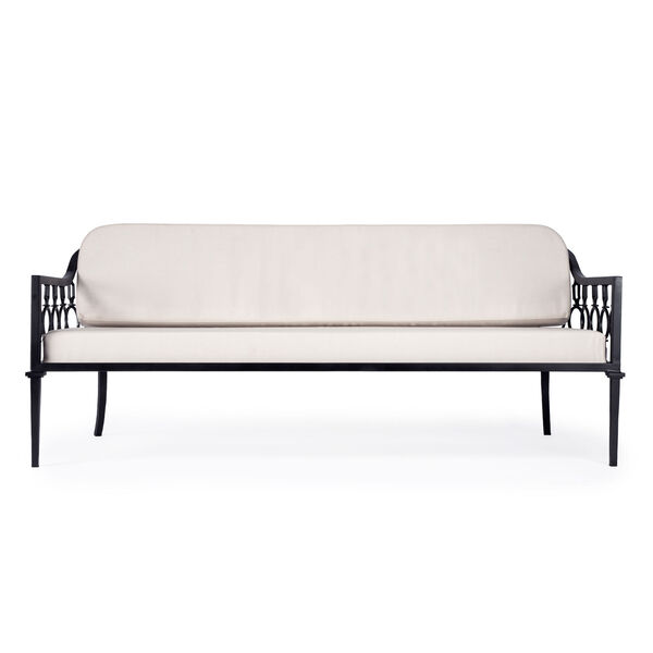 Southport Beige and Black Iron Upholstered Outdoor Sofa, image 3