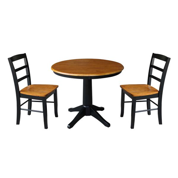Black and Cherry Round Pedestal Table with Chairs, 3-Piece, image 1