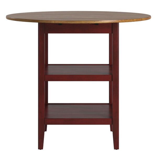 Caroline Red Two-Tone Side Drop Leaf Round Counter Height Table, image 4