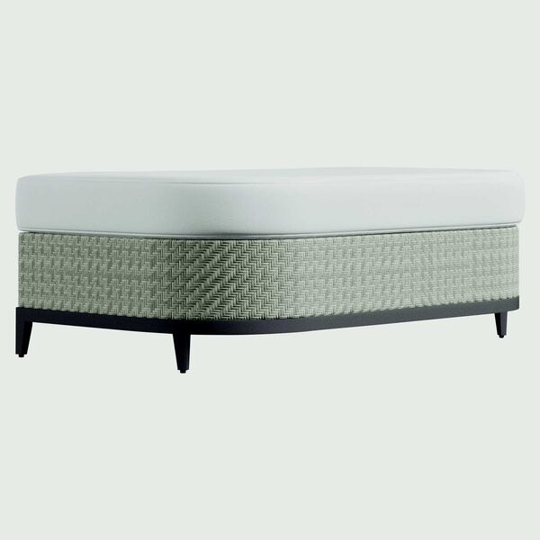 Captiva Pewter Gray and White Outdoor Ottoman, image 1
