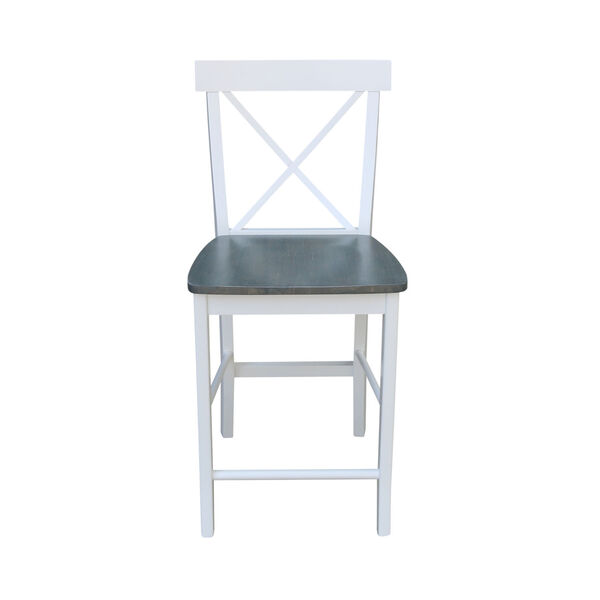 White and Heather Gray X-Back Counterheight Stool, image 4