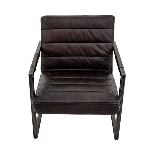 Emmalee Brown Leather Accent Chair with Cast Iron Base, image 3