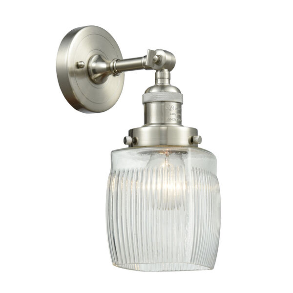 Colton Brushed Satin Nickel One-Light Wall Sconce with Engraved Cast Cup, image 1