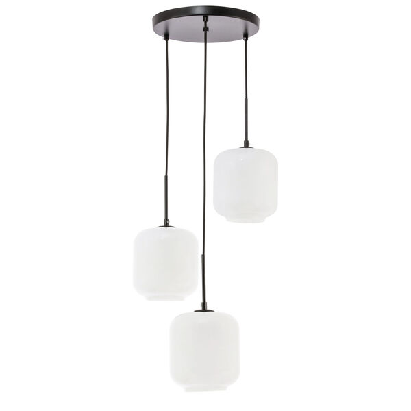 Collier Black 18-Inch Three-Light Pendant with Frosted White Glass, image 3