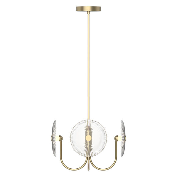 Hera Vintage Brass 15-Inch Integrated LED Pendant with Ribbed Glass, image 2