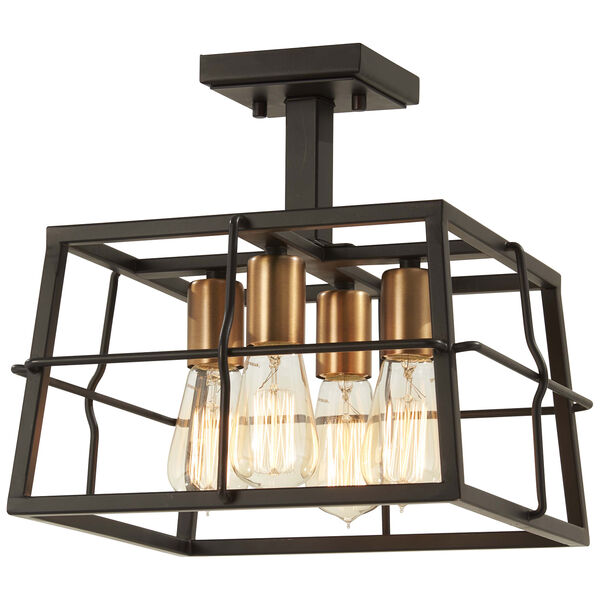 Keeley Calle Painted Bronze with Natural Brush Four-Light Semi Flush Mount, image 1