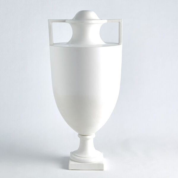 Matte White Square Handle Amphora Urn, image 1