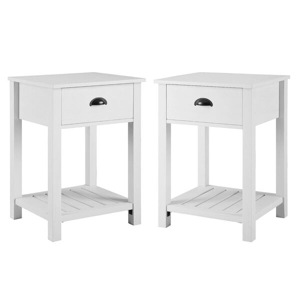Brushed White Single Drawer Side Table, Set of Two, image 4