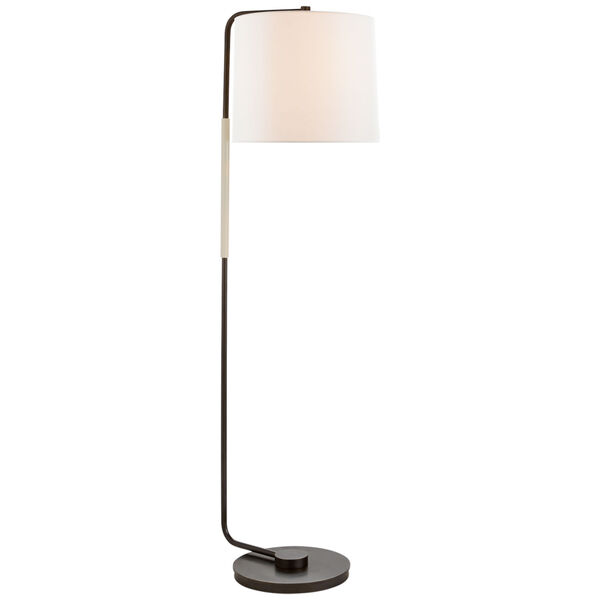 Swing Articulating Floor Lamp in Bronze with Linen Shade by Barbara Barry, image 1