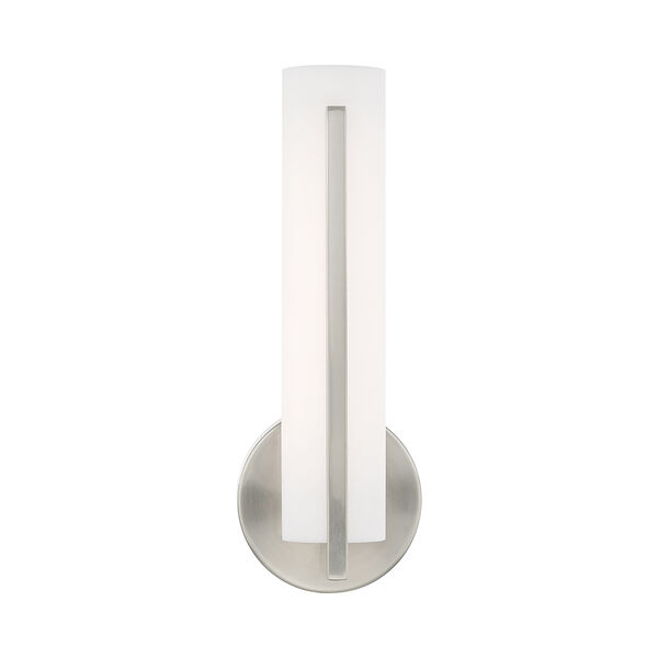 Visby Brushed Nickel 4-Inch ADA Wall Sconce with Satin White Acrylic Shade, image 3