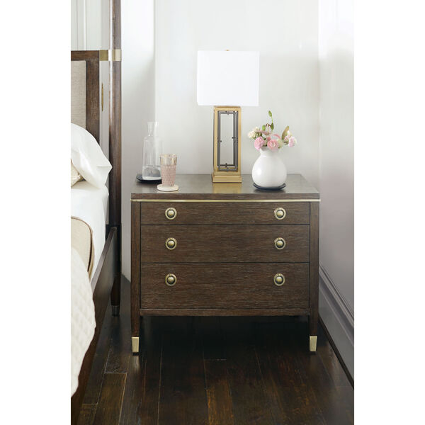 Clarendon Arabica and Burnished Brass White Oak Veneers, Fabric and Metal 66-Inch Bed, image 9