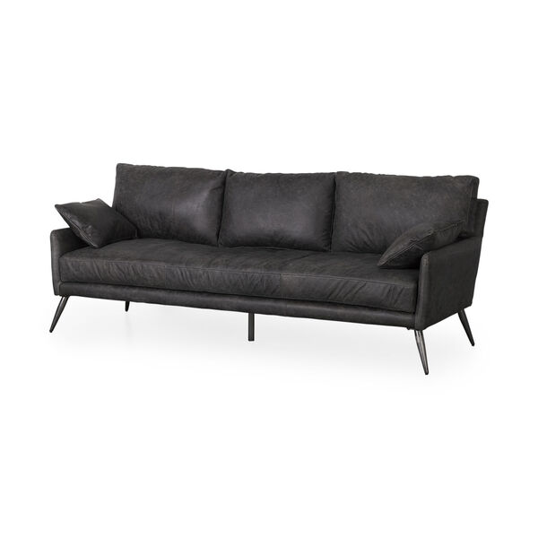 Cochrane Black Leather Three Seater Sofa, image 1