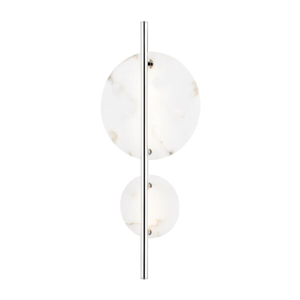 Croft Polished Nickel One-Light LED Wall Sconce with Alabaster Shade, image 1