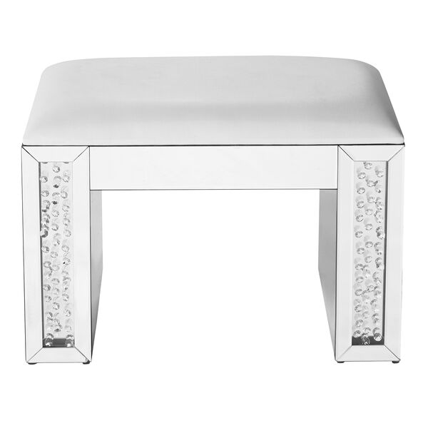 Modern Mirrored Crystal and Leather Vanity stool, image 1