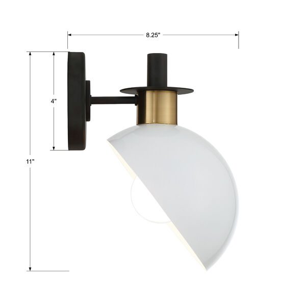 Gigi Matte Black and Aged Brass One-Light Wall Sconce, image 5