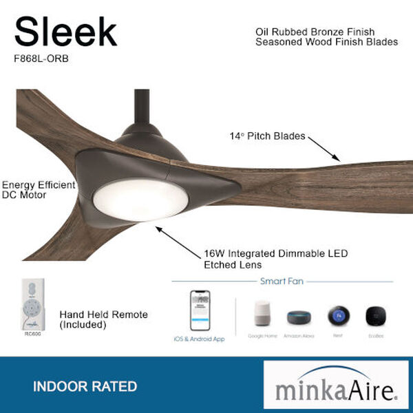 Sleek Oil Rubbed Bronze 60-Inch Smart Ceiling Fan, image 4