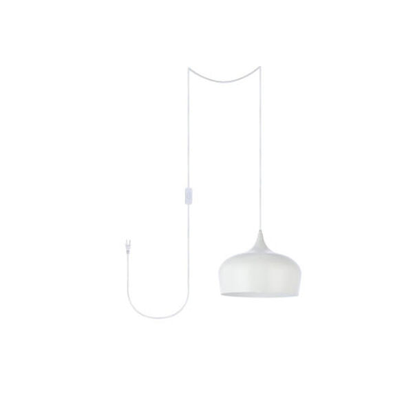 Nora White 12-Inch One-Light Plug-In Pendant, image 1