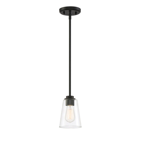 Westin Matte Black One-Light Mini Pendant with Clear Glass, image 1