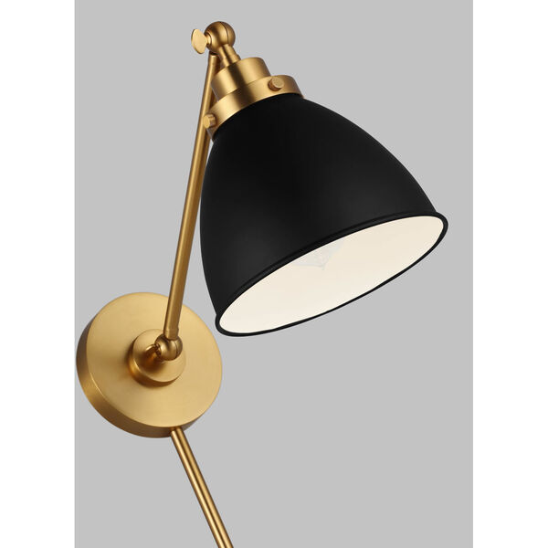 Wellfleet Midnight Black and Burnished Brass One-Light Single Arm Dome Task Sconce, image 3